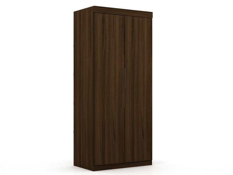 Mulberry Contemporary Modern 2-Piece Wardrobe Closet in Chestnut Brown