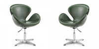 Raspberry Modern Upholstered Swivel Lounge Chair in Forest Green - Set of 2 Accent Chair 