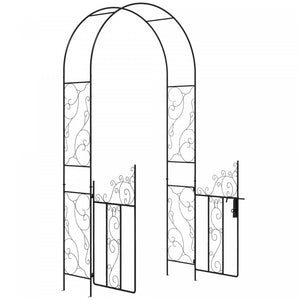 Outsunny Metal Garden Arch W/ Double Gate, Garden Arbor Trellis, Black