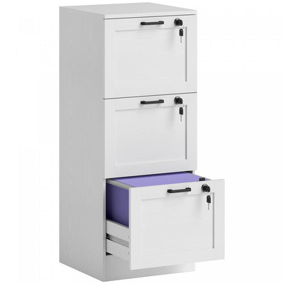 HOMCOM Office File Cabinet with 3 Drawers, Vertical Filing Cabinet, White