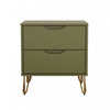Rockefeller Mid-Century Modern 20\" Nightstand in Olive Green (2-Drawer)