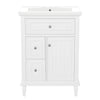 Vivo 24 Inch Single Sink Bathroom Vanity with Flip Drawer and Solid Wood Legs, White | Vivo Meuble-Lavabo Simple 24 po avec Tiroir Bascule et Pieds en Bois Massif, Blanc