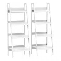 HOMCOM Set of 2, 4 Tier Ladder Shelf Bookcase, Multifunctional Display Rack