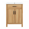 Nolan 24 Inch Modern Wood Bathroom Vanity with Ceramic Sink & Storage, Brown