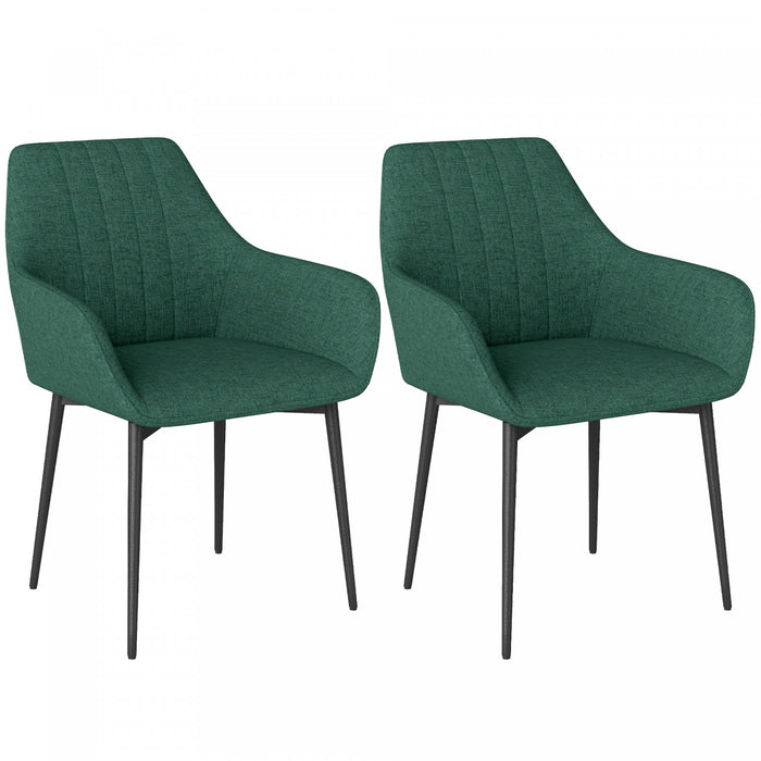 HOMCOM Dining Chairs Set of 2, Upholstered Accent Chairs with Metal Legs