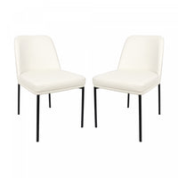Loft Contemporary Vegan Leather Metal Side Chair in Ivory - Set of 2