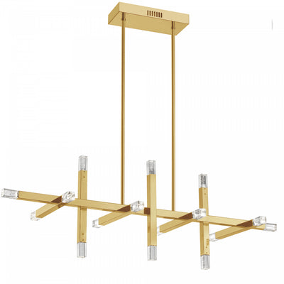 Dainolite Francesca Horizontal Chandelier 48w Aged Brass Acrylic Diffuser Lamp|Lustre horizontal Francesca de Dainolite en acrylique qui diffuse la lumière, avec fini laiton vieilli et ampoule de 48 W