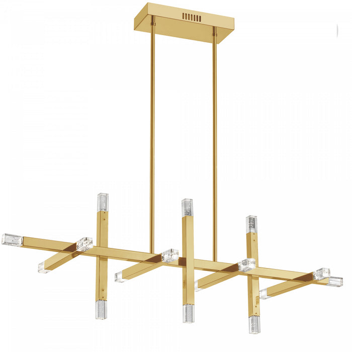 Dainolite Francesca Horizontal Chandelier 48w Aged Brass Acrylic Diffuser Lamp