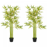 Outsunny 4' Artificial Bamboo Tree Set of 2, Fake Plant Indoor Decoration