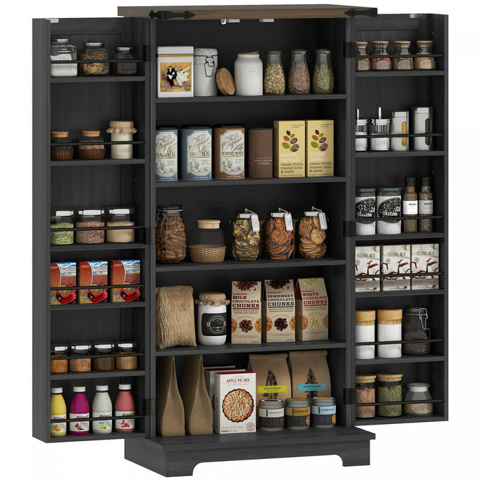 HOMCOM Kitchen Pantry Cabinet with Adjustable Shelves Storage Cabinet Black