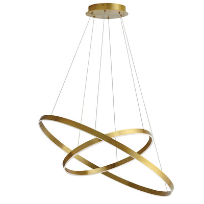 Dainolite Circulo Chandelier 97w Aged Brass White Acrylic Diffuser Lamp|Lustre Circulo de Dainolite en acrylique blanc qui diffuse la lumière, avec fini laiton vieilli et ampoule de 97 W