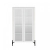Abbey Modern 32\" Tempered Glass Bookcase Cabinet in White (4-Shelf)