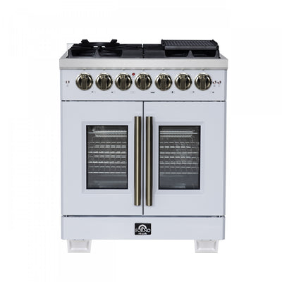Forno Capriasca 30" French Door Dual Fuel Range, White, 4.32 cu. ft. - FFSGS6387-30WHT | Cuisiniere a double combustible Capriasca 30 po, blanche, 4.32 pi³ – FFSGS6387-30WHT