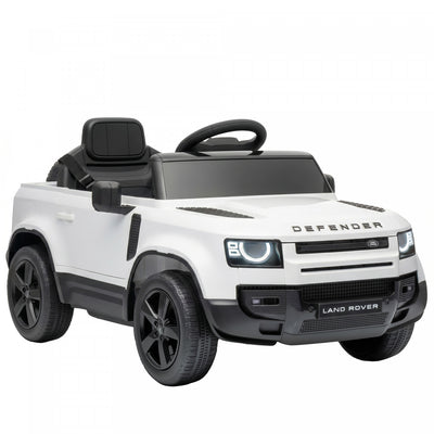 Qaba 12V Ride on Car, Licensed Land Rover Defender Electric Car for Kids with Remote Control, 4-Wheel Suspension, Slow Start, 3 Speeds, Lights, Music, Horn for 3-5 Years, White