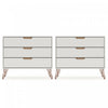 Rockefeller Mid-Century Modern 35\" Dresser in Off White (3-Drawer) - Set of 2