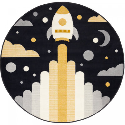 Forte Kids Spaceship Round Area Rug - 5'3" x 5'3"|Carpette ronde Forte à motif de vaisseau spatial pour enfants - 5 pi 3 po x 5 pi 3 po