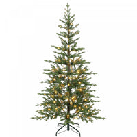 HOMCOM 7ft Prelit Sparse Christmas Tree with Downswept Hinges, Green