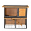 Pawhut Rabbit Hutch Pet House Bunny Cage Small Animal Habitat With Asphalt Openable Roof For Outdoor 35.25\" X 17.75\" X 32\" Light Yellow