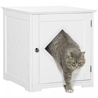 Pawhut Cat Litter Box Enclosure End Table, Indoor Cat Washroom With Magnetic Door, Hidden Litter Box