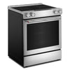 KitchenAid® 6.4 Cu. Ft. Electric Downdraft Slide-In Range - PrintShield™ Stainless Finish - KSEV730TPS  | Cuisinière électrique encastrée KitchenAid de 6,4 pi3 à aspiration descendante - fini en acier inoxydable PrintShieldMC - KSEV730TPS