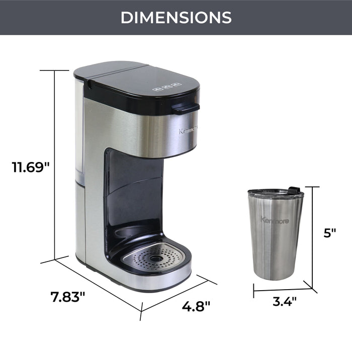 Kenmore Single Serve Coffee Maker with Travel Mug – Black - KKCMKCM-B