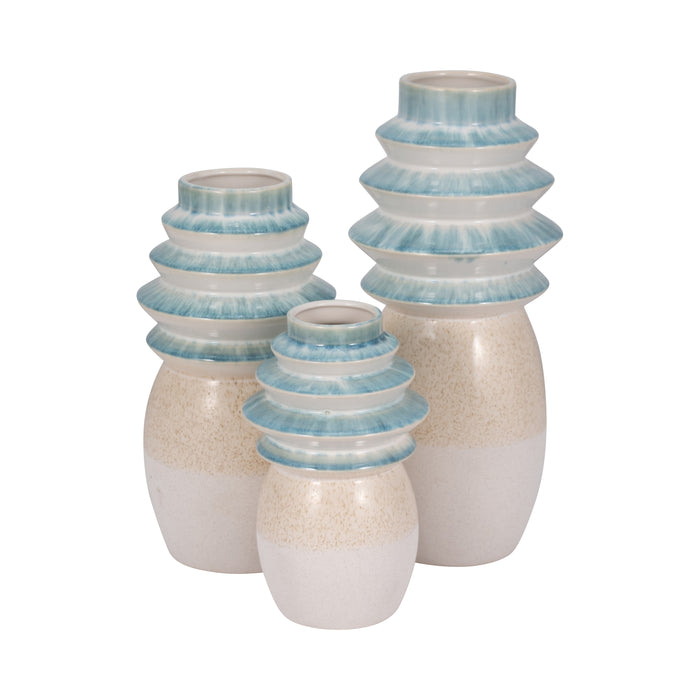 12\" Fluted Top Vase Reactive Finish - Multi-Colour