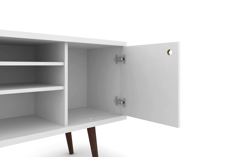 Manhattan Comfort Liberty 53.14\" Mid-Century Modern TV Stand with 5 Shelves & 1 Door - White & Yellow