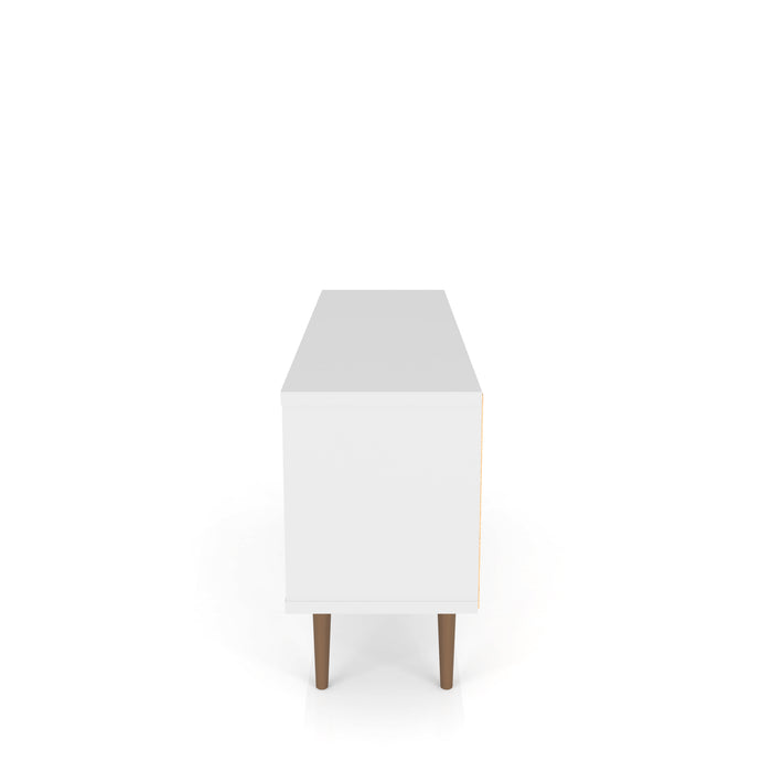 Manhattan Comfort Liberty 53.14\" Mid-Century Modern TV Stand with 5 Shelves & 1 Door - White