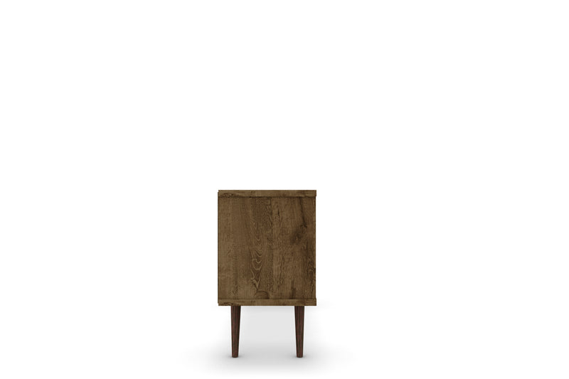 Manhattan Comfort Liberty 53.14\" Mid-Century Modern TV Stand with 5 Shelves & 1 Door - Rustic Brown & White