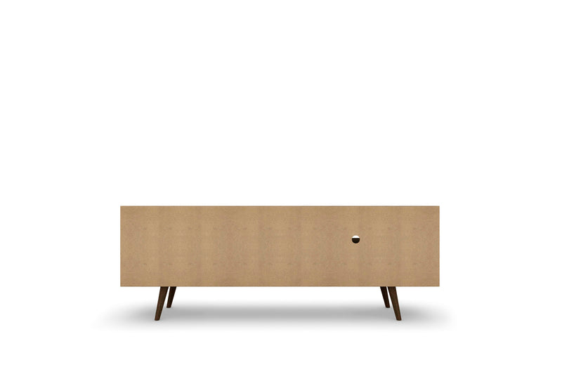 Manhattan Comfort Liberty 62.99\" Mid-Century Modern TV Stand with 3 Shelves & 2 Doors - Rustic Brown & White