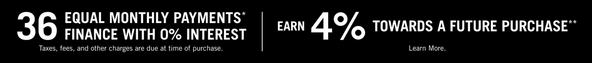 36 equal monthly payments and finance with 0% interest at The Brick! Plus earn 4% towards a future purchase. Learn More!