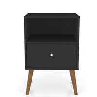 Manhattan Comfort Liberty Mid-Century Modern Nightstand with 1 Cubby Space & Drawer - Black