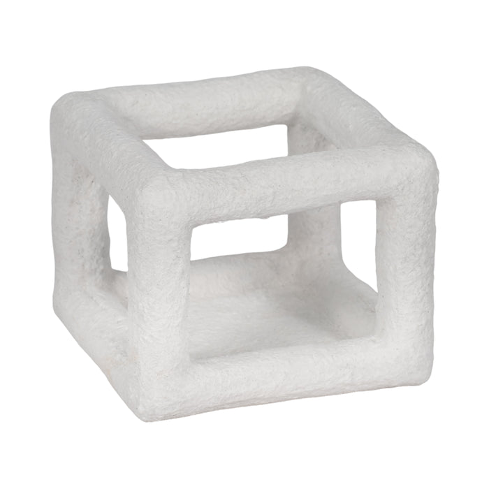 6\" Tectured Open Square Cube - White