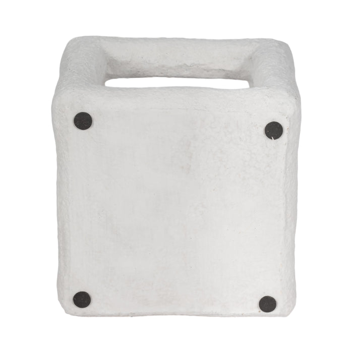 6\" Tectured Open Square Cube - White