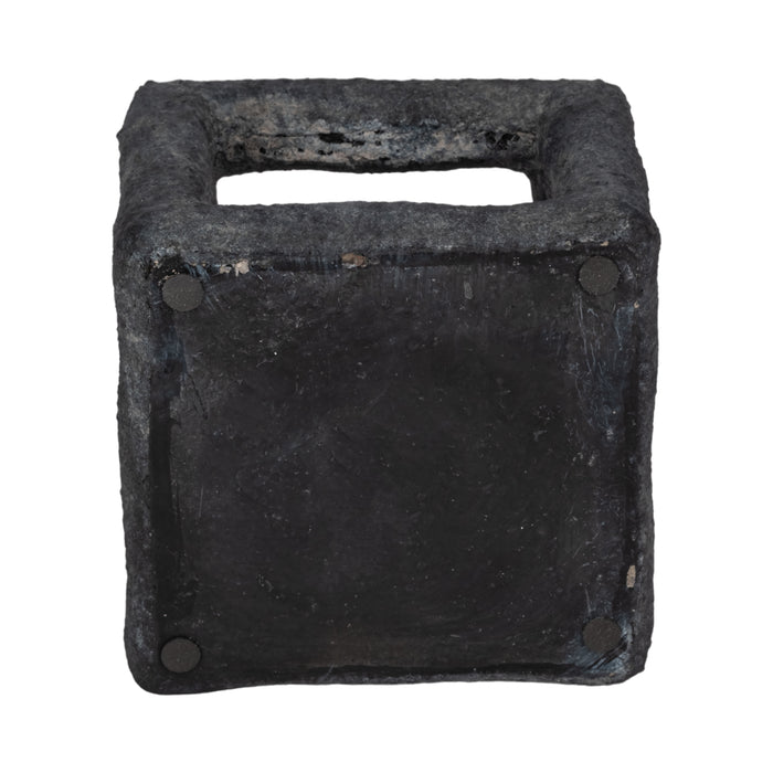 6\" Textured Open Square Cube - Black