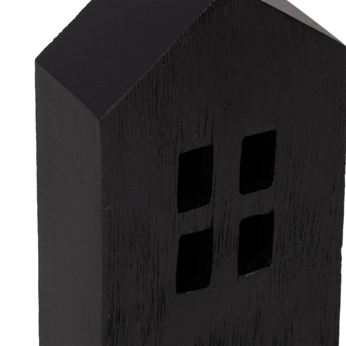 Wood 10\" House Tabletop Decor - Black