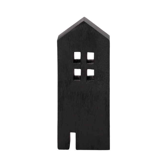 Wood 10\" House Tabletop Decor - Black