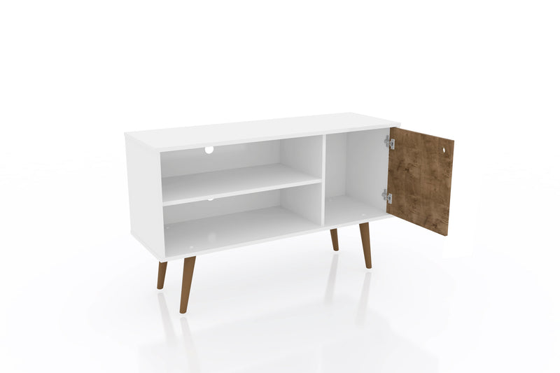 Manhattan Comfort Liberty 42.52\" Mid-Century Modern TV Stand with 2 Shelves & 1 Door - White