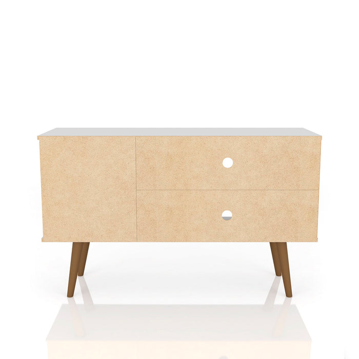 Manhattan Comfort Liberty 42.52\" Mid-Century Modern TV Stand with 2 Shelves & 1 Door - White