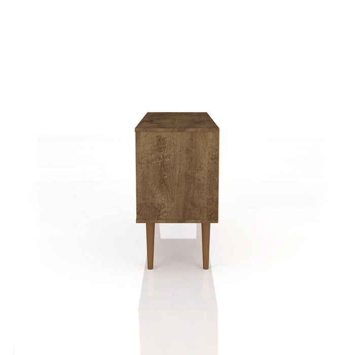 Manhattan Comfort Liberty 42.52\" Mid-Century Modern TV Stand with 2 Shelves & 1 Door - Rustic Brown & White