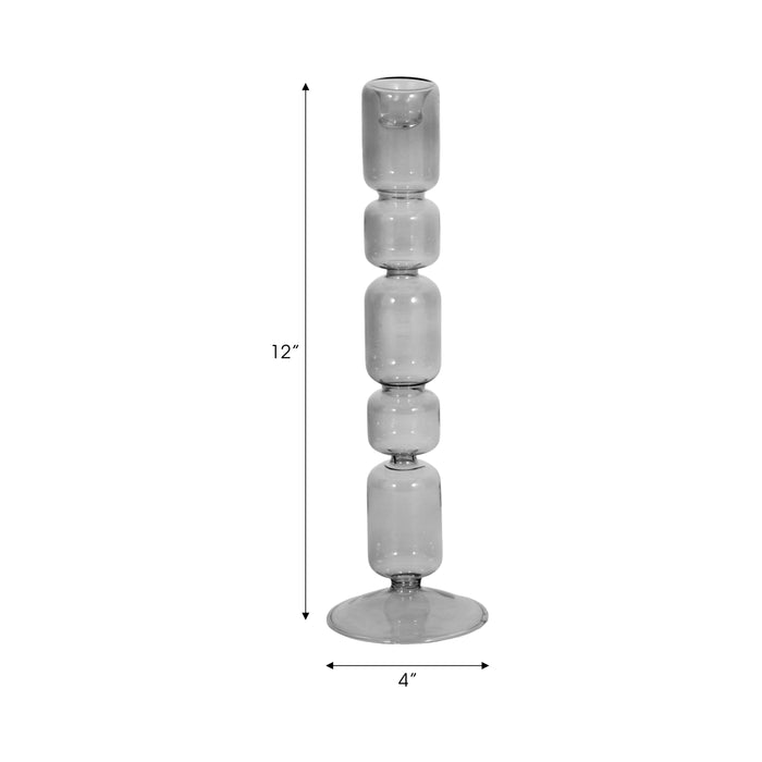 12\" Mixed Bubble Taper Candleholder - Black