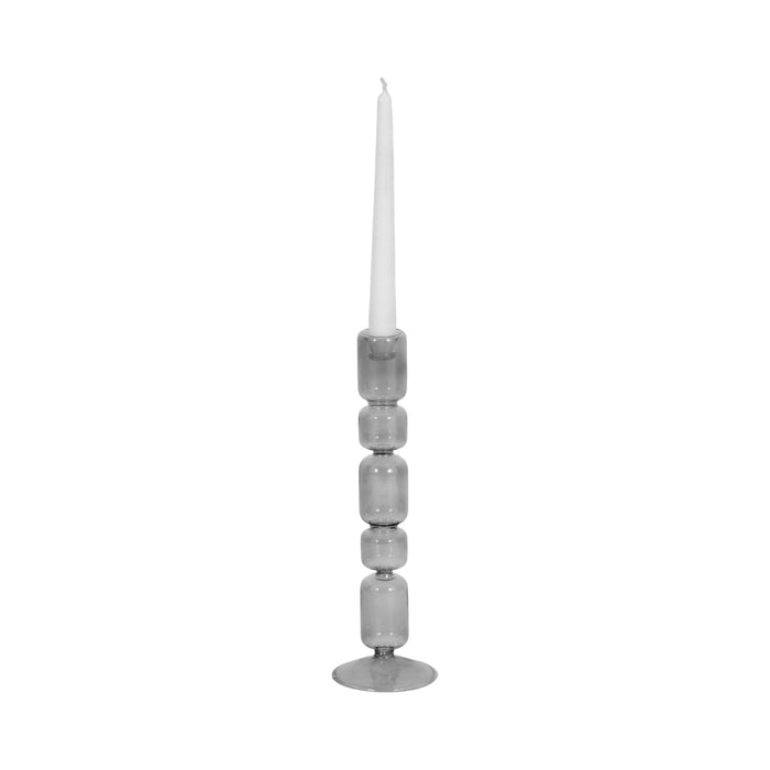 12\" Mixed Bubble Taper Candleholder - Black