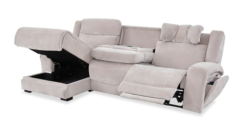 Shaquille O’Neal Home Legacy 3-Piece Left-Facing Power Reclining Sectional with Shaq-o-pedic Comfort - Grey 
