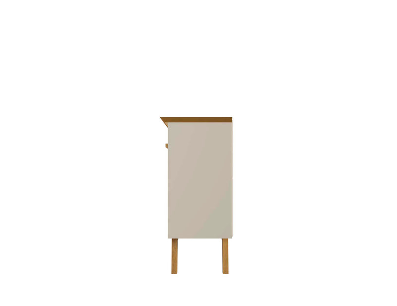 Manhattan Comfort Yonkers 62.99” Sideboard with Solid Wood Legs & 2 Cabinets - Off White & Cinnamon Buffet