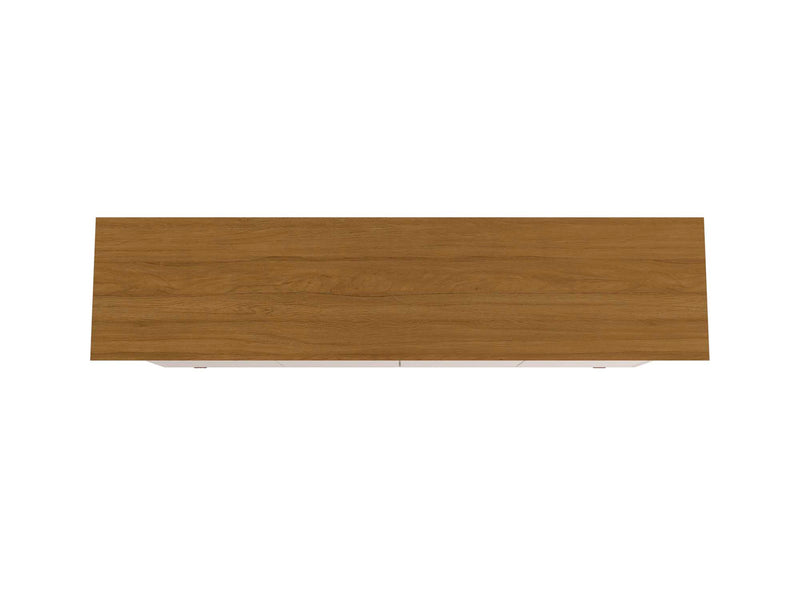 Manhattan Comfort Yonkers 62.99” Sideboard with Solid Wood Legs & 2 Cabinets - Off White & Cinnamon Buffet