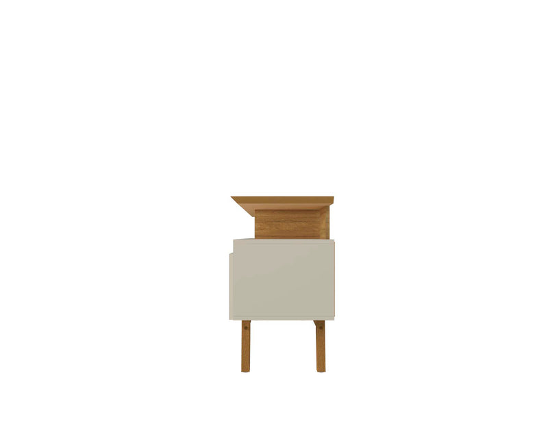 Manhattan Comfort Yonkers 70.86\" TV Stand with Solid Wood Legs & 6 Media Storage Compartments - Off White & Cinnamon