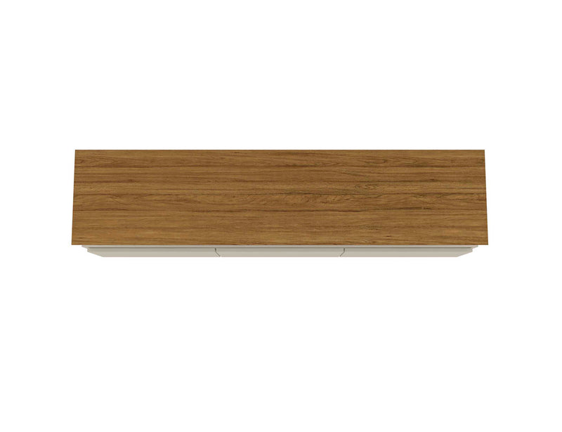Manhattan Comfort Yonkers 70.86\" TV Stand with Solid Wood Legs & 6 Media Storage Compartments - Off White & Cinnamon