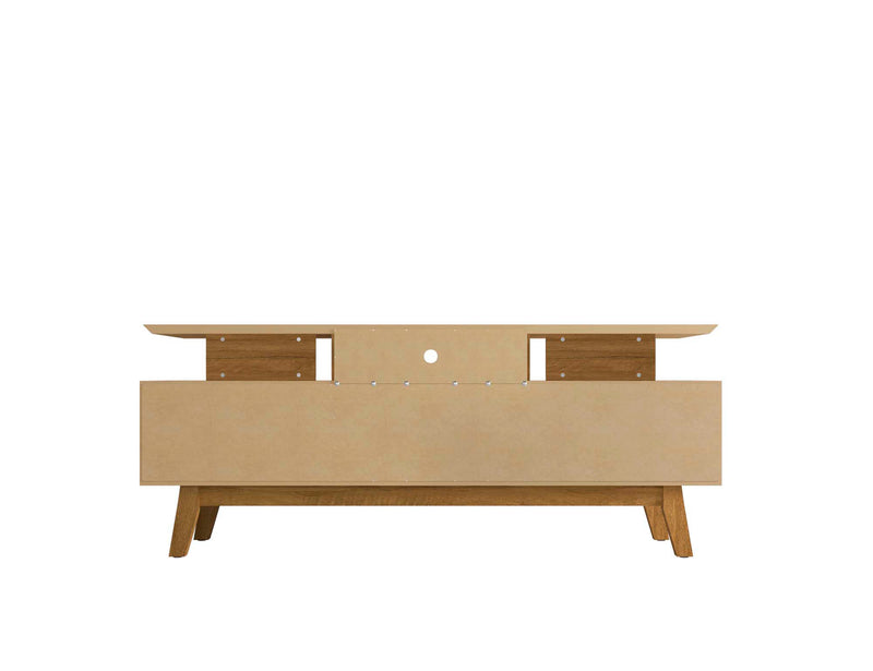 Manhattan Comfort Yonkers 70.86\" TV Stand with Solid Wood Legs & 6 Media Storage Compartments - Off White & Cinnamon