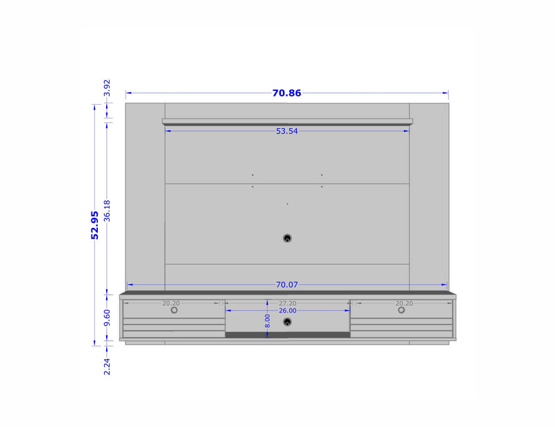 Manhattan Comfort Liberty 70.86\" Floating Wall Entertainment Center with Overhead Shelf - White