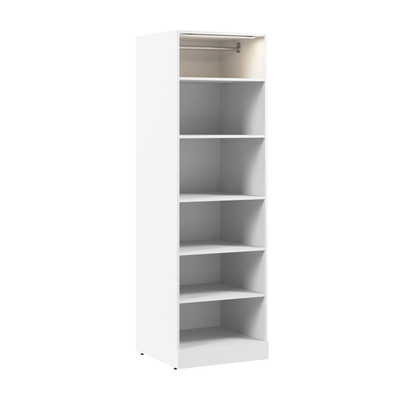 Bestar Florence 25" Modular Reach-In/Walk-In Closet System with LED Light and Shelves - White|Système de garder-robe et pièce-penderie modulaire Florence de Bestar de 25 po avec éclairage à DEL et tablettes - blanc
